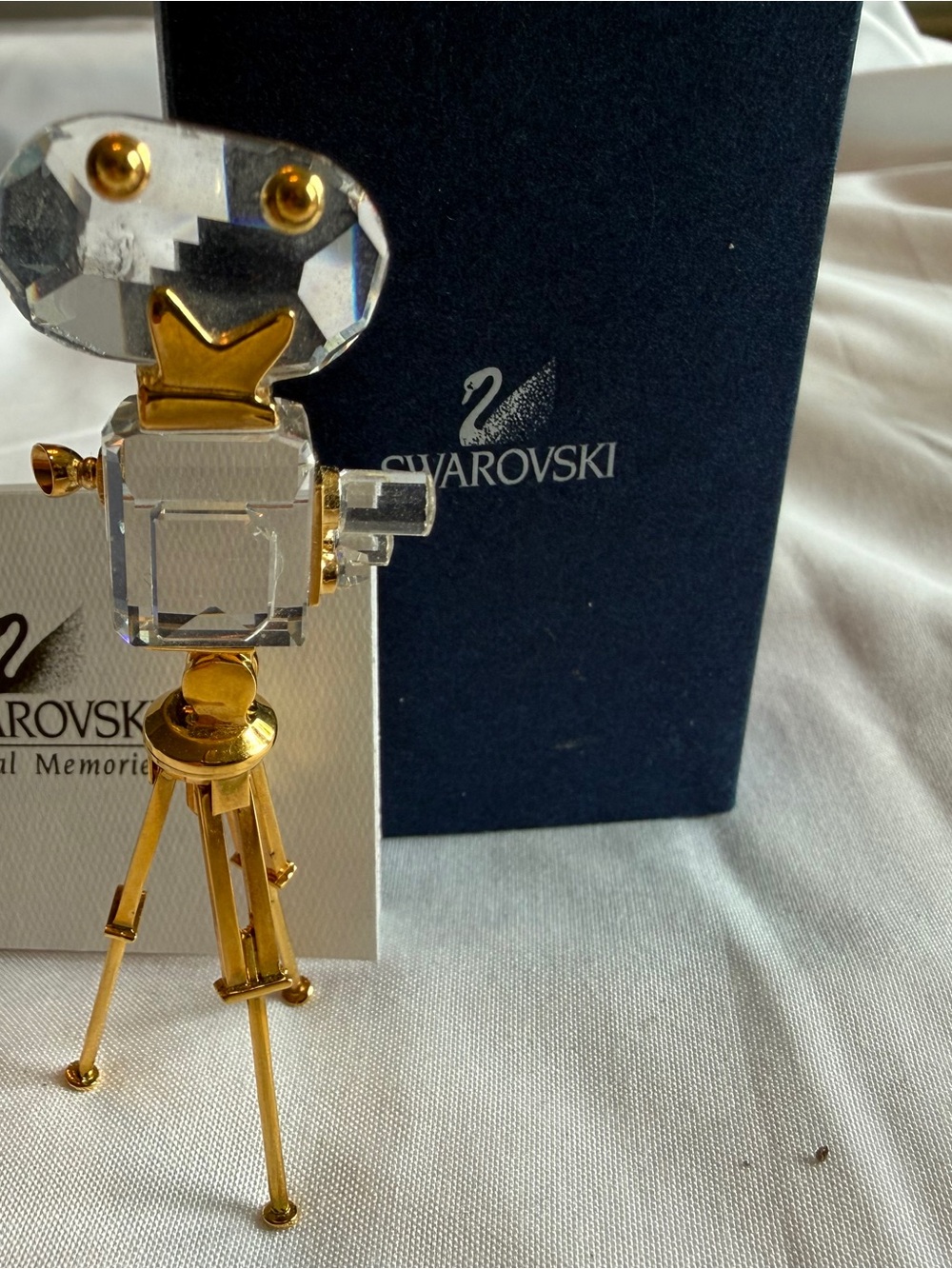 Swarovski Clear Crystal and Gold Camera Figurine on Tripod - Picture 4 of 4